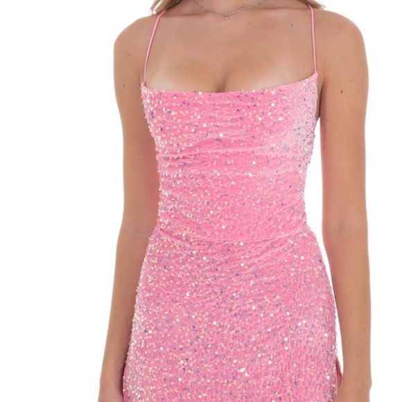 Lucy in the Sky Pink Velvet Sequin Dress - Picture 1 of 11